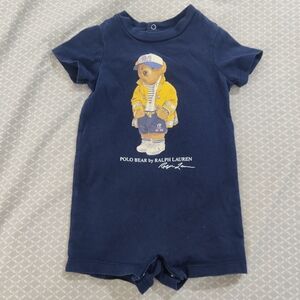 Polo Ralph Lauren Navy Blue Bear Bodysuit Romper Size 3mo